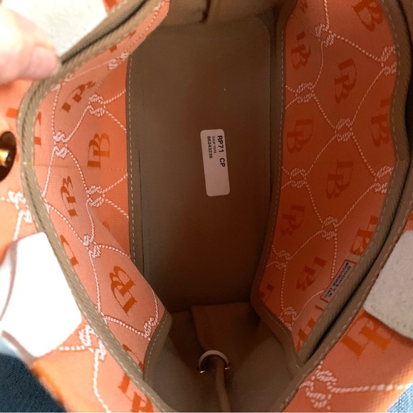 Dooney & Bourke Orange & White Tulip Tote Handbag - Picture 9 of 13